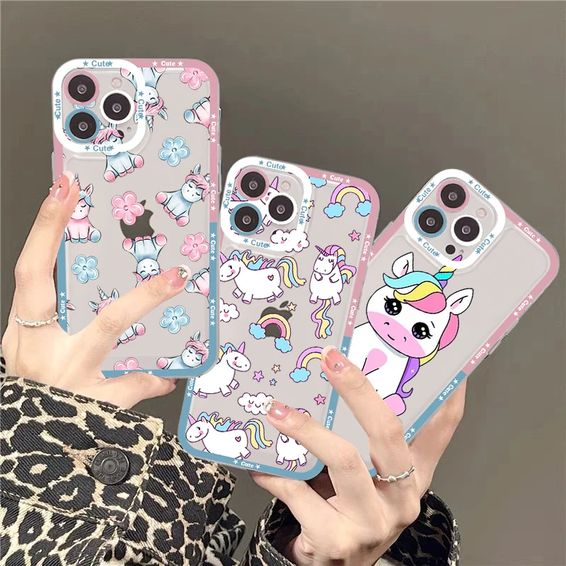 

Unicorn Cartoon Phone Case For IPhone 11 12 13 14 Mini Pro Max XR X XS TPU Clear Case For 8 7 6 Plus SE 2020