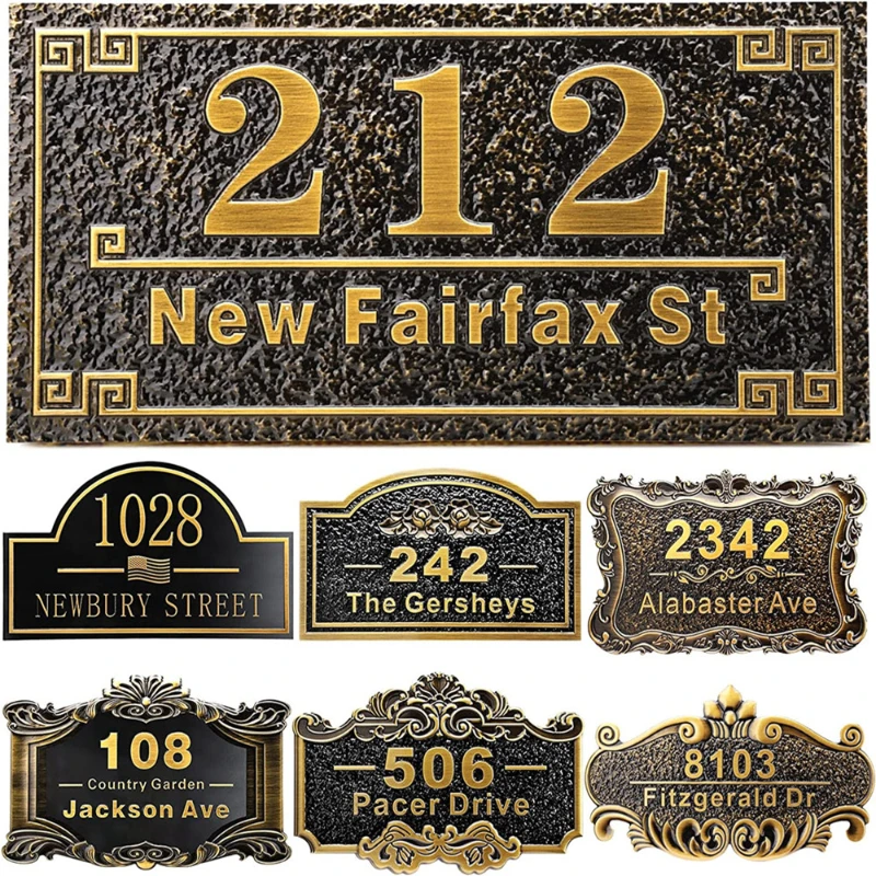

Retro Outdoor House Number Acrylic Customized Address For Door Plate Street Mailbox Water Proof Signs