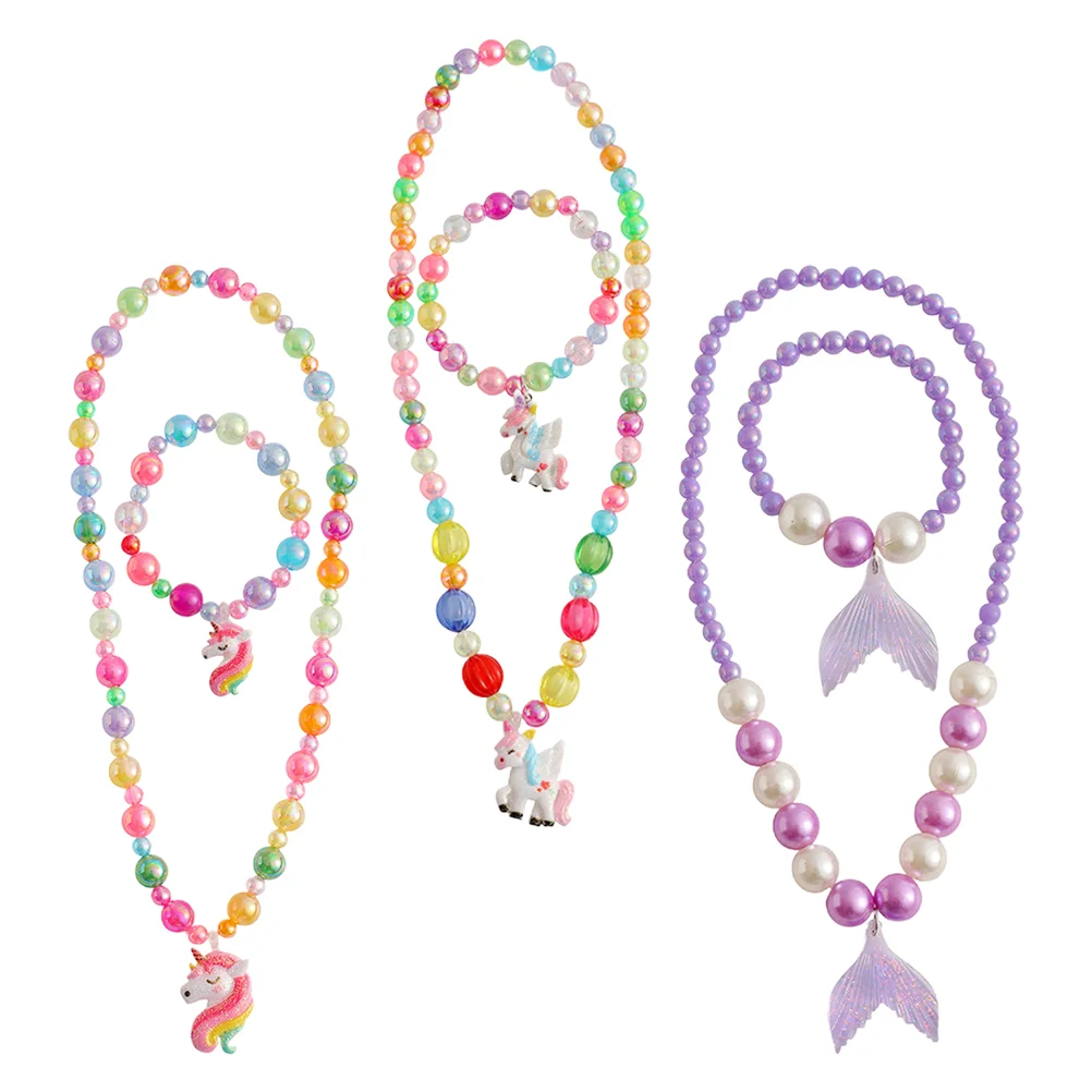 

3 Sets Choker Kid Jewelry Girls Toddlers Bracelet Little Plastic Childrens Costume Kids Necklace