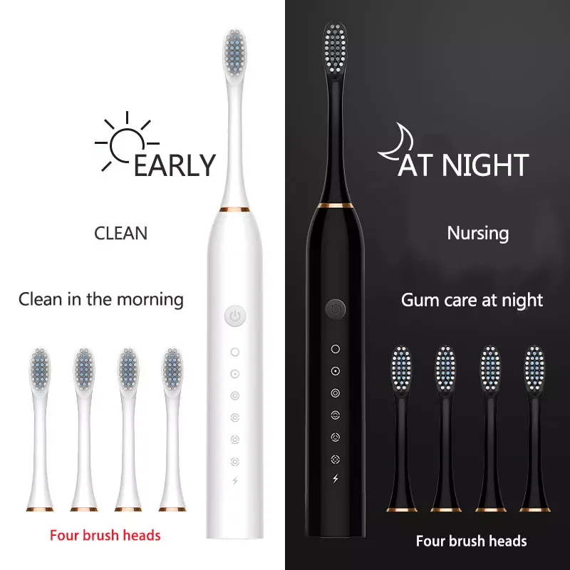 

New Sonic Electric Toothbrush USB Rechargeable Toothbrush Washable Whitening Relax Teeth Brush 6-Speed With 4 Soft Brush Heads