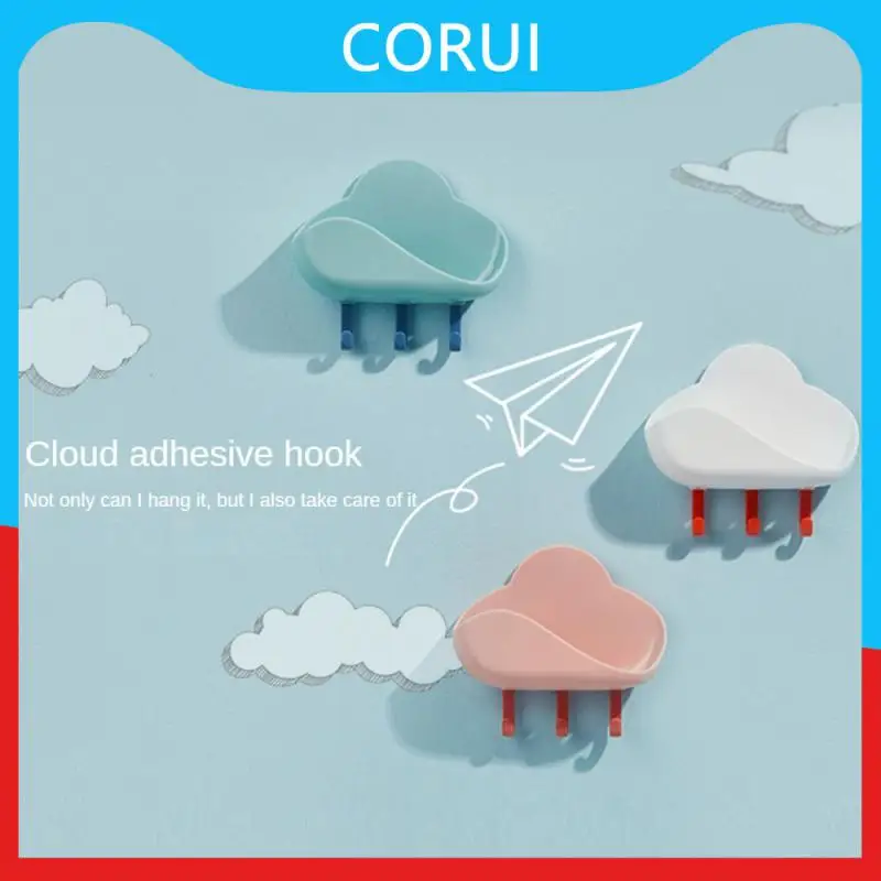 

Cartoon Soap Dish Plastic Cloud Soap Rack Multi-use Bathroom Soap Box Strong Viscose Drain Rack Wall Hanging Cloud Hook Durable