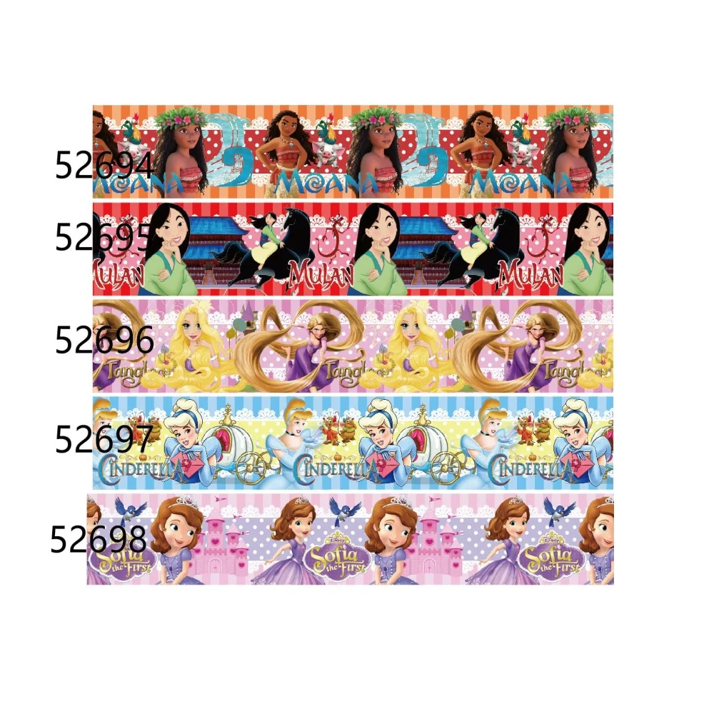 

10Yards Disney Princess Cartoon Ribbon Grosgrain 25mm Printed for DIY Hair Bows Craft Supplies Decoration Handmade Materials