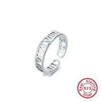 trendy fashion adjuestable size roman numeral luxury minimalist silver 925 rings for female charm fine jewelry gifts