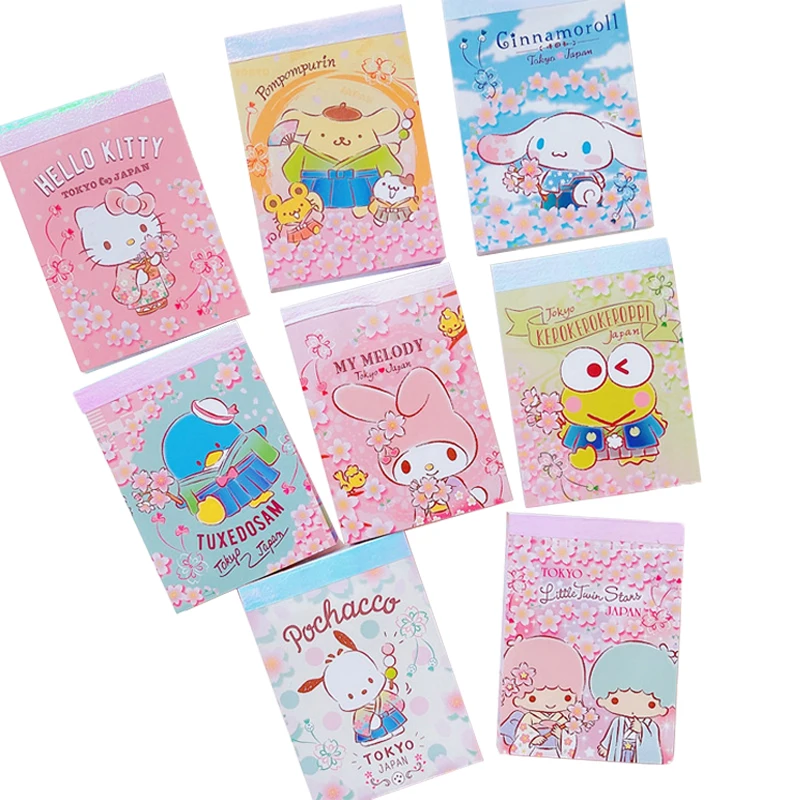 

70 Sheets Kawaii Anime Kuromi My Melody Kitty Cinnamoroll Purin Cherry Blossom Series Note Paper Note Paper Diy Student Notepad