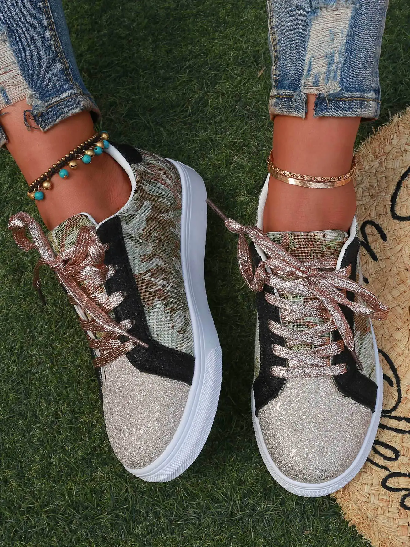 

Fashion casual platform ladies sneakers shoes spring summer blingbling comfortable running women shoes