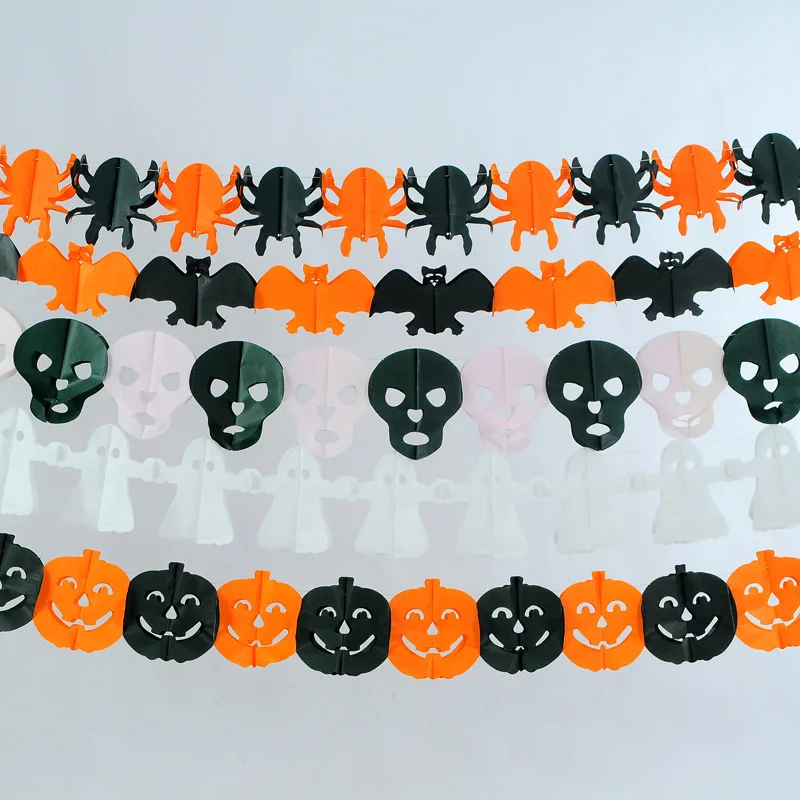 

Висячая гирлянда на Хэллоуин, 3 метра, флажки, летучая мышь, тыква, призраки, паук, бумажный баннер, украшения для вечевечерние НКИ на Хэллоуи...