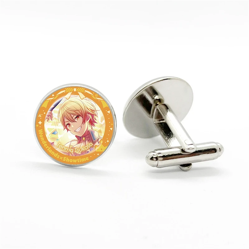 

Запонки аниме Wonderlands×Showtime Project SEKAI, высококачественные запонки со стеклянным куполом, фото, рубашка, запонки для мужчин, фанаты, модные украш...