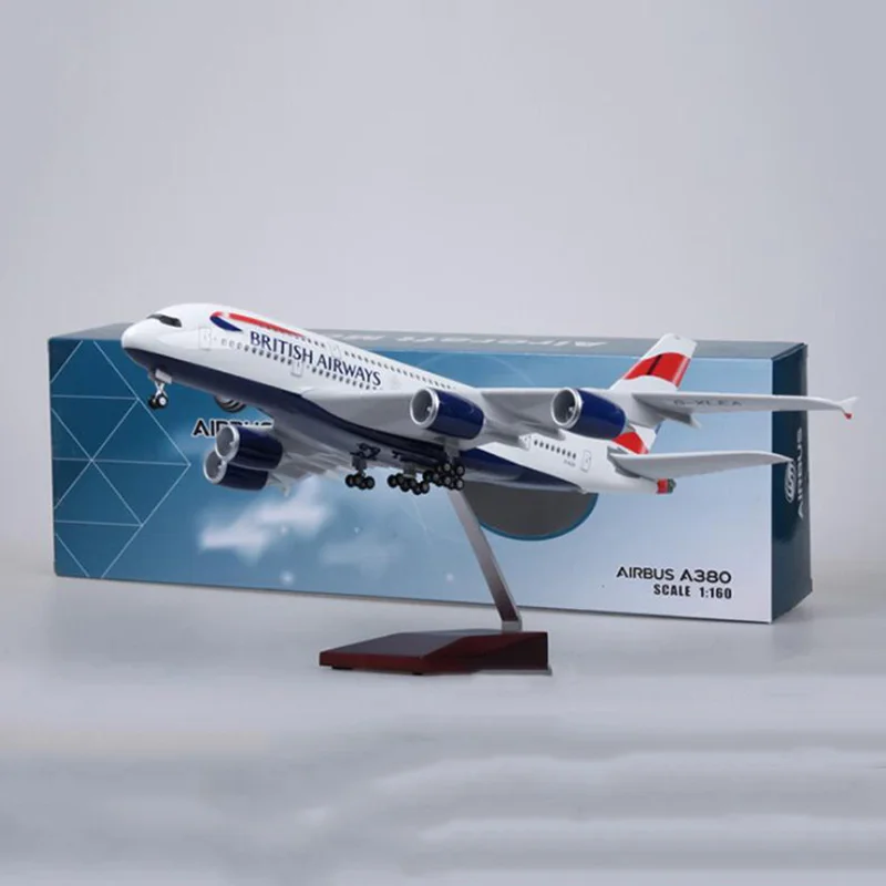 

1/160 Scale 50.5CM Airbus 380 A380 BRITISH Airline Airplane Model W Light & Wheel Diecast Plastic Resin Plane For Collection