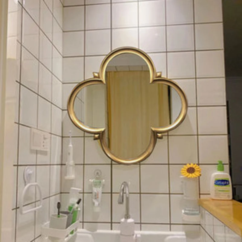 

Elegant desk mirror Wall Mirrors Irregular Elegant Large Bathroom Mirror Living Room Vintage Macrame Miroir Mural Wall Decor