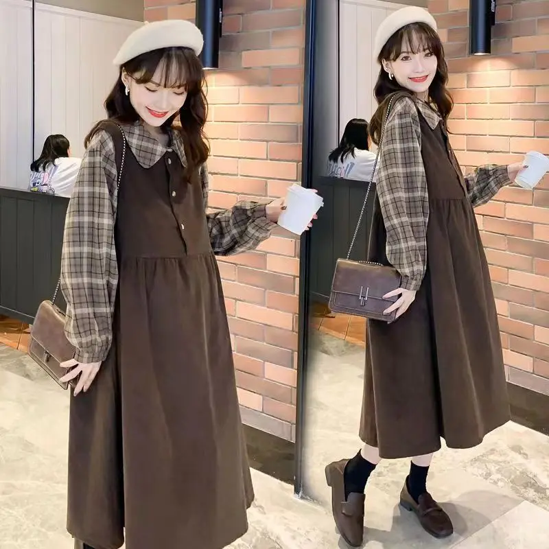 Maternity Thick Dresses Spring Winter Clothes For Pregnant Women Pregnancy Full Sleeve Dress Mother Clothing