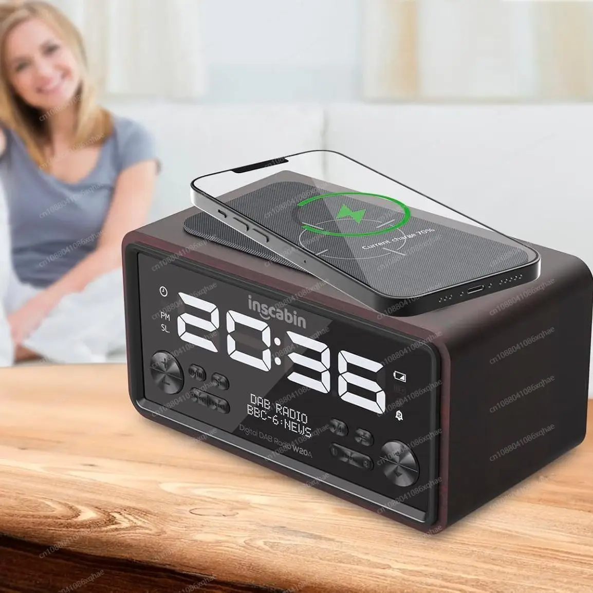 Фото Радио DAB+ FM Bluetooth 5.0 — многофункциональный динамик с беспроводной зарядкой и будильником, высококачественное домашнее аудио (внешняя торговля) №2