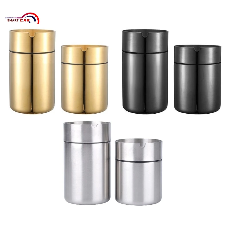 

Creative Detachable Stainless Steel Auto Vehicle Ashtray with Lid Car Extinguished Cigarette Smokeles Holder Home Decor