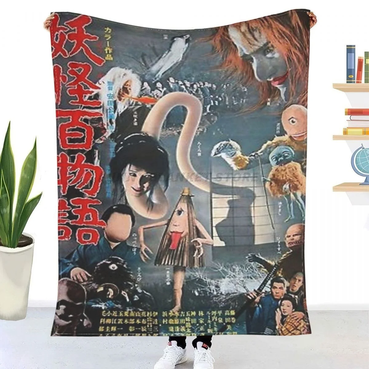 Японское ужасное винтажное одеяло Yokai Фланелевое ультра-мягкое теплое для