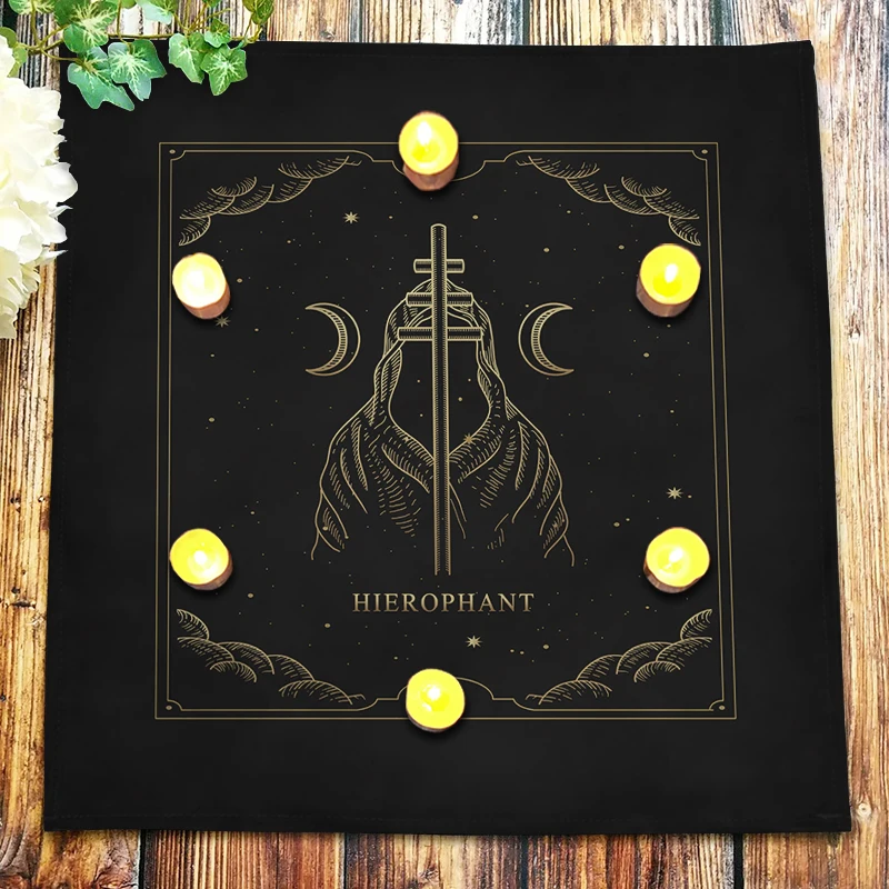 

Witchcraft Divination Astrology Oracle Card Mat Handheld Crescent Tarot Tablecloth Celestial Event Altar Cloth