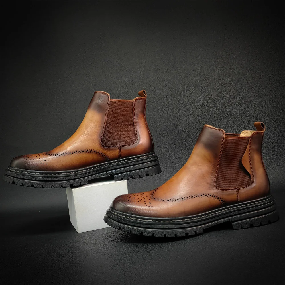 

Luxury brand genuine Martin Men's Spring Brock Sculpture Autumn and Winter Short Boots British Genuine Leather Casual