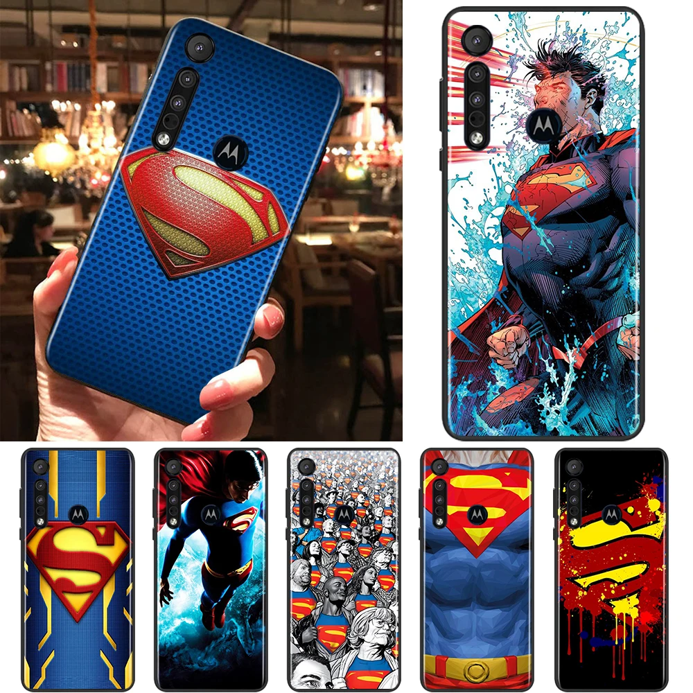 

DC Supermans Cartoon Cool Black Phone Case For Motorola Moto G9 G8 E20 E7 E6 One Marco Hyper Fusion Power Edge Plus Cover