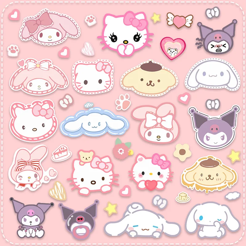 

Sanrioed Cinnamorol Stickers Kawaii Anime My Melody Kt Cat Stickers Cartoon Pompompurin Waterproof Luggage Laptop Toy Gift Kids