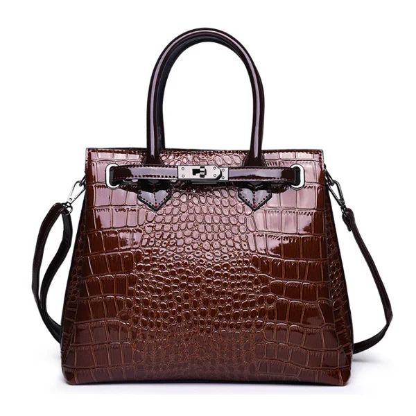 

Valenkuci Alligator PU Leather Shoulder Bags For Female Solid Color Hard Handle Handbags Women Business Style Crossbody Bag