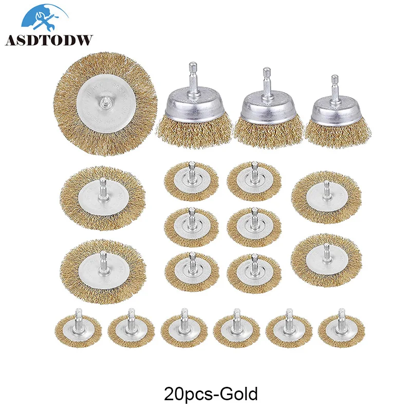 

4/6/9/20pcs Rust Sanding Wire Cup/Wheel Brush Set for Drill Steel Brass Metal Cleaning 6mm Grinders