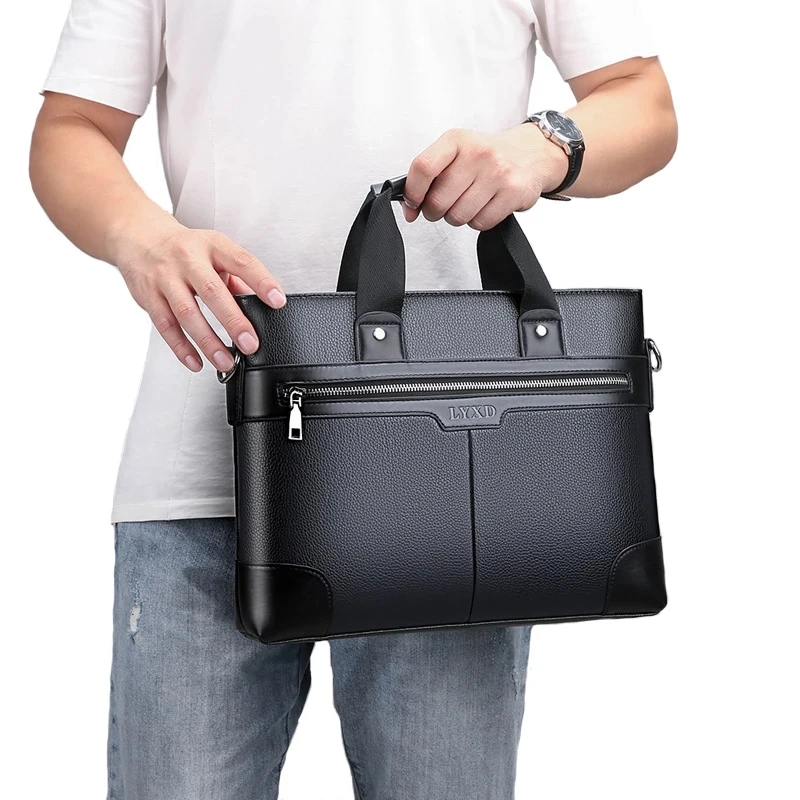 Men PU Leather Shoulder Fashion Classic Business Bags Handbag Black Bag Men for Document Leather Laptop Briefcases Bag Maletines