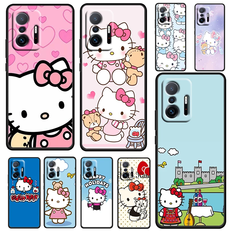 

Anime HelloKitty Girls For Xiaomi Mi 12 12X 11 11T 10T 10S Ultra Pro Lite 5G Soft Silicone Black Phone Case Fundas Coque Cover