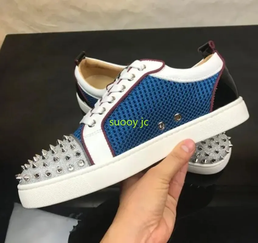 

Brand Beertola Spikes Fashion Breathable Red sole shoes Mesh Flats Bottom Lace-Up Mixed Color Men Walking Casual Men Shoes