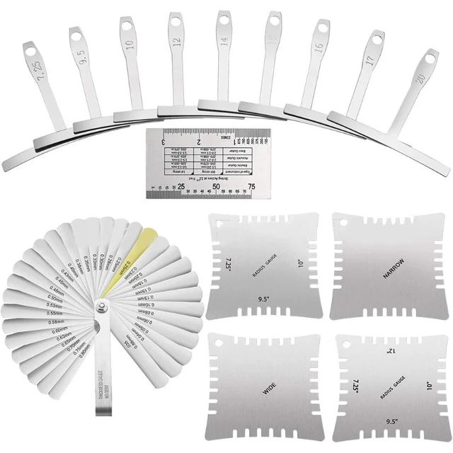 Règle de jauge de rayon cranté pour guitare, outils de rayon de