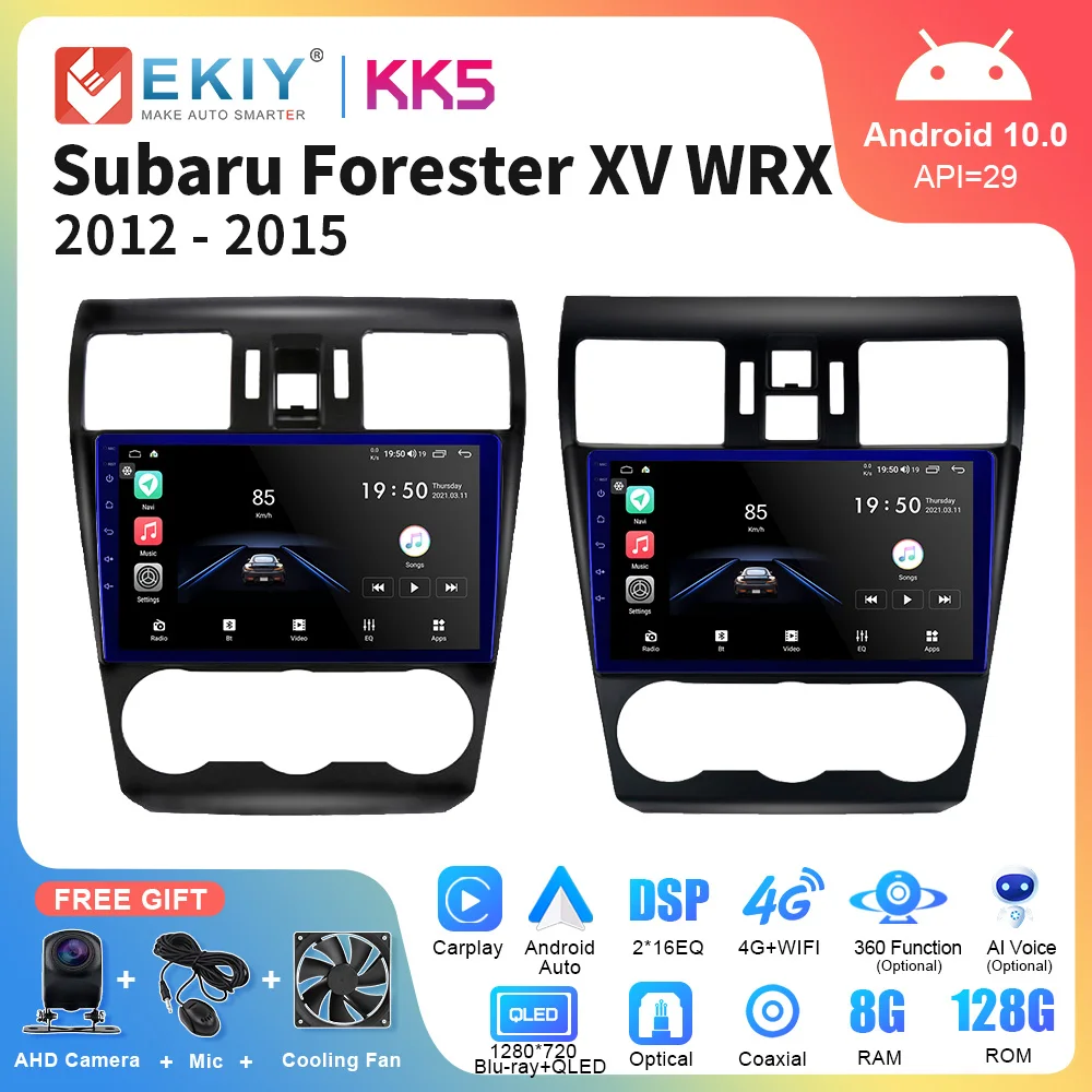 Ekiy kk5 para subaru forester wrx xv 2012-2015 rádio do carro reprodutor de vídeo multimídia navegação gps android carplay automático 2din estéreo