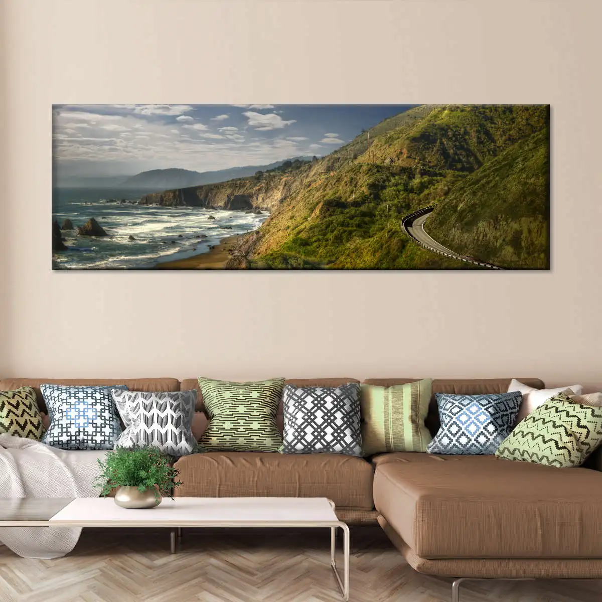 

California Coastline Cliffs Panoramic Canvas Print Painting Poster Home Decor Wall Art Decoration Picture For Living Room Sofa
