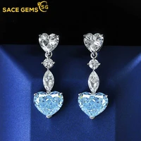 sace gems 100 sterling silver 1012mm heart colorful high carbon diamond stud earrings for women sparkling wedding fine jewelry