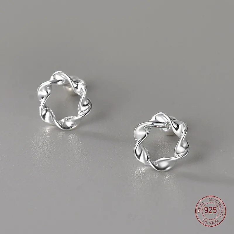 

925 Sterling Silver Circle Stud Earrings for Women Engagement Korean Fashion Geometric Earring Piercing Summer Jewelry