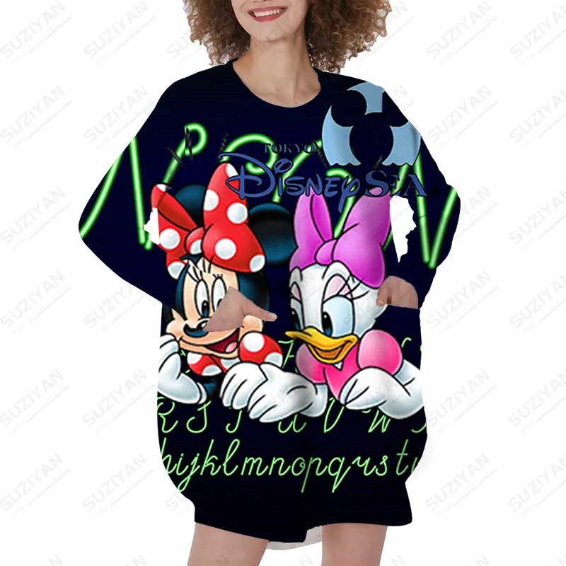 

Loose Long Sleeve Woman Sweatshirt Dress Hoodies Sleeves Pullover Oversize Hoody Spring Vintage Hooded Top Home Casual Pyjamas