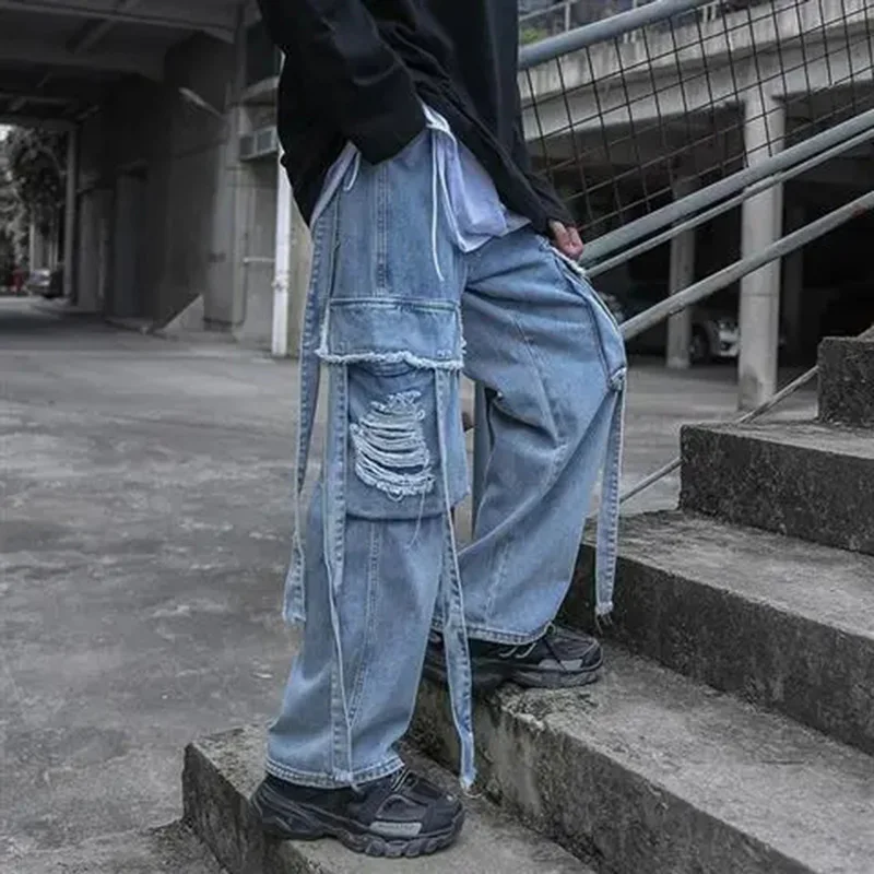 Baggy Jeans Ripped  Jeans For Men Baggy Denim Trousers Male Punk Rave Goth Pants Cargo Jeans Streetwear Autumn Hip Hop Unisex