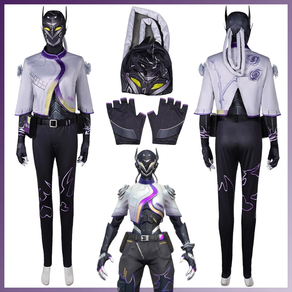 Костюм Valorant маскировка Vyse косплей фэнтезийная маска одежда для взрослых и женщин
