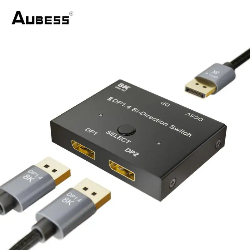 

Двунаправленный сплиттер AUBESS DisplayPort 1,4, 1X2 или 2x1 DP 1,4 KVM 8K @ 60Hz для нескольких источников и отображения, Новинка