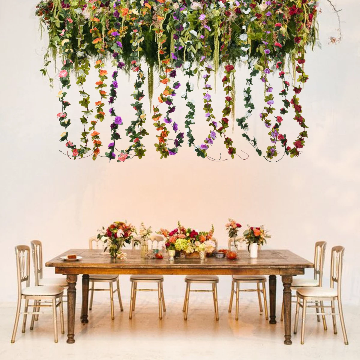 

250CM Artificial Rose Flowers Real Touch Silk Garland for Wedding Home Decoration Spring Autumn DIY Garden Arch Home Accessories