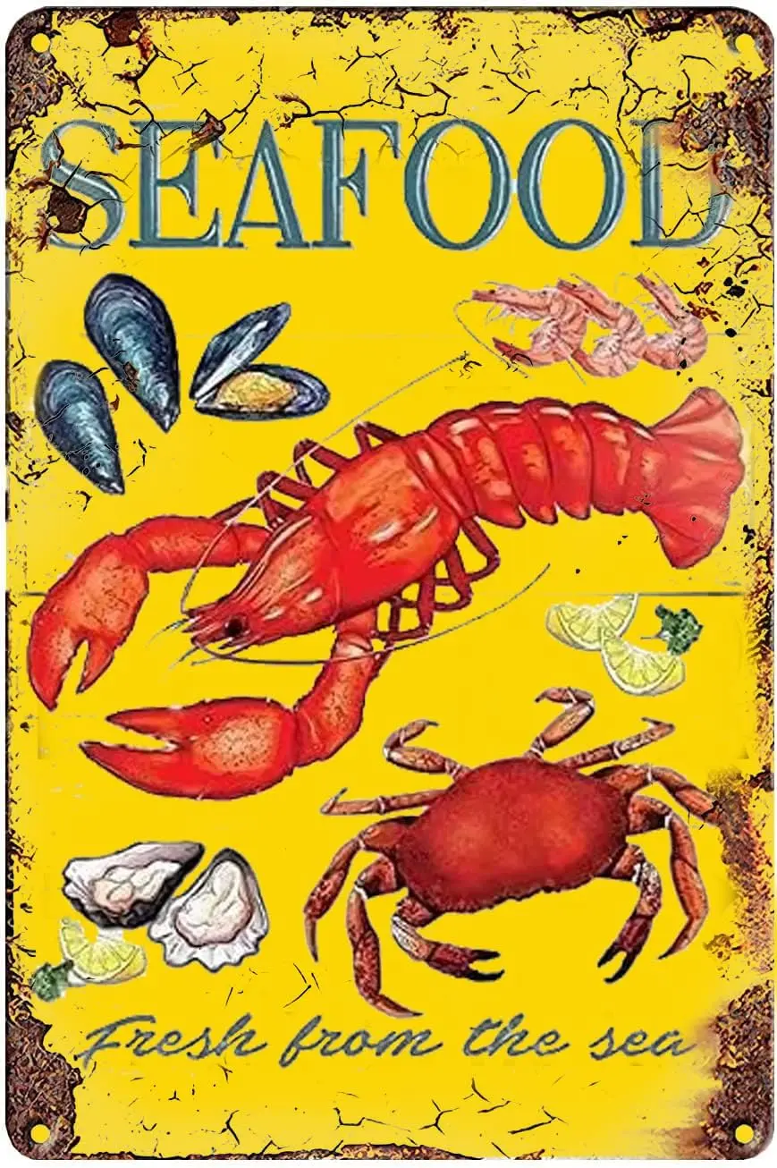 Металлическая вывеска WZVZGZ Лобстер