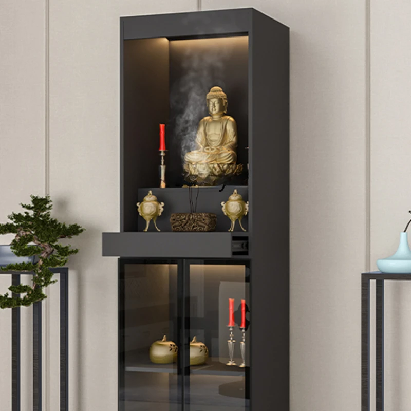 

CXH Home Modern Style Double Door Clothes Closet Buddha Cabinet Altar Bodhisattva Worship Table