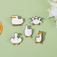 funny animal series brooches cute big white duck lapel enamel pin cartoon backpack clothes badges fashion jewelry gift wholesale