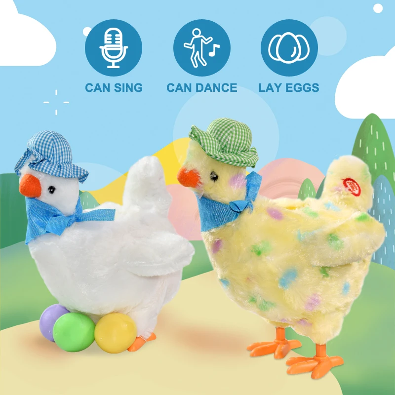 

New Laying Egg Hen Chicken Electronic Plush Toy Dancing Singing Anti-Stress Gadget Funny Christmas Gift For Kids