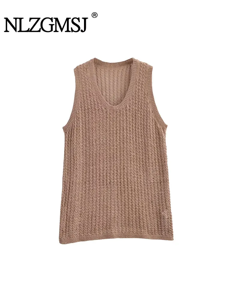 Женская Трикотажная майка без рукавов с круглым вырезом