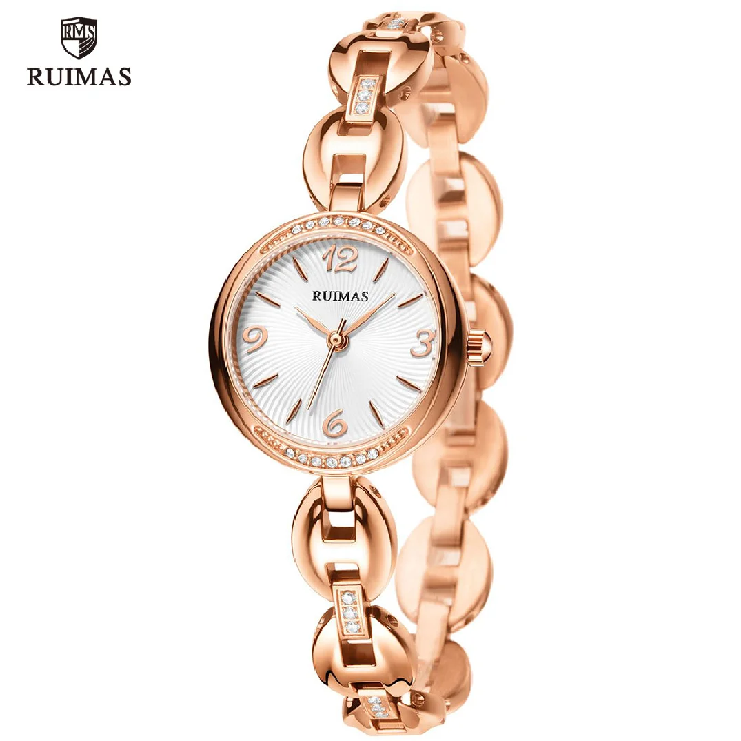 RUIMAS Ladies Luxury Watches Top Brand Rose Gold Quartz Wristwatch Women Fashion Simple Bracelet Watch Woman Relogio Clock 596 enlarge