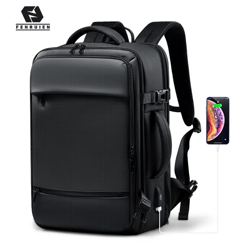 

Fenruien Backpack Men 17.3 Inch Laptop Backpacks Expandable USB Charging Large Capacity Travel Backpacking With Waterproof Bag