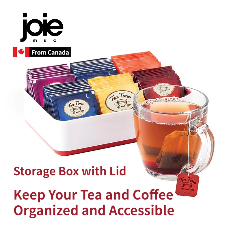 

Joie Tea Box Tea Bag Storage Box with Lid - ABS Material for Instant Coffee, Milk Tea and More - Office and Home Organizer Box
