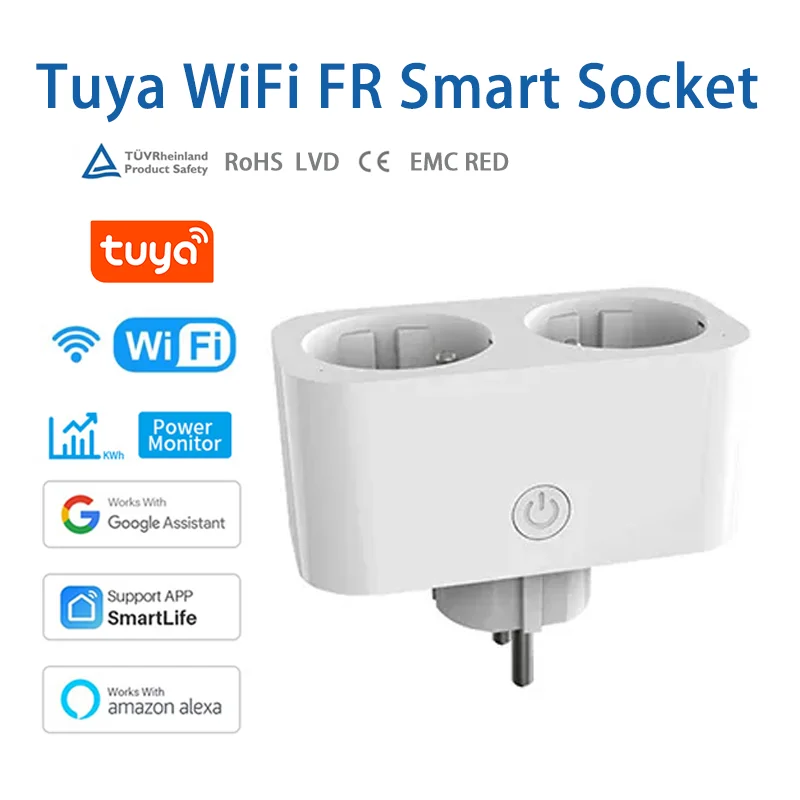 

Matter 16A Wifi Smart Socket Use Tuya App with Power Monitoring Function France Plug Works with Homekit Alexa Google Home