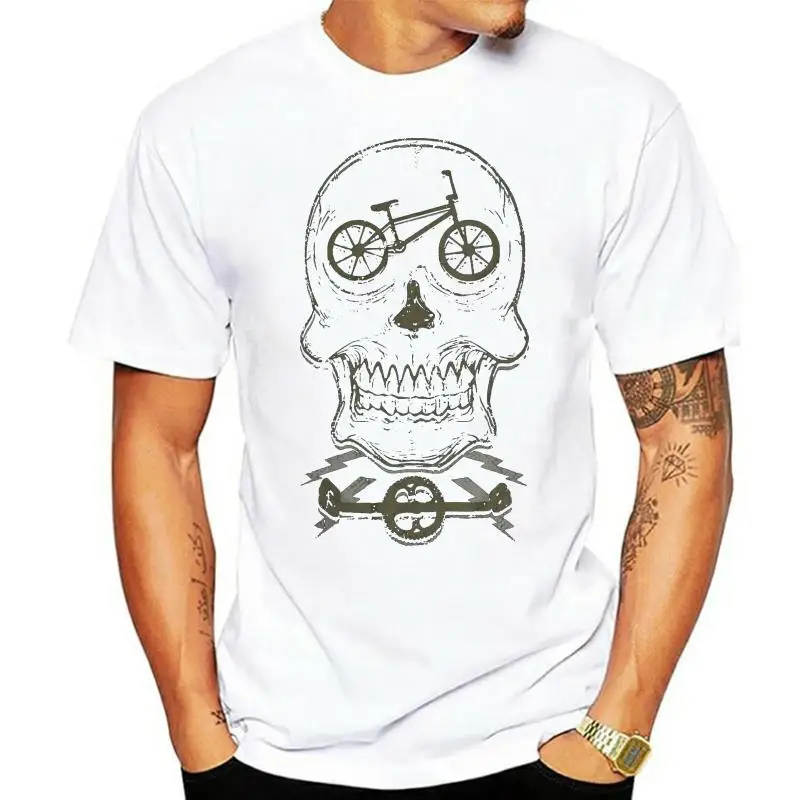 

Bicycle Skull Tee-Shirt Man Bmx Freestyle Bike Skull Biker2022 New Short Sleeve Casual Top T Shirt 100% Cotton Shirt Basketball