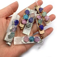 natural stone rectangular crystal pendant 10 55mm inlaid crystal charm fashion making diy necklace earrings jewelry accessories