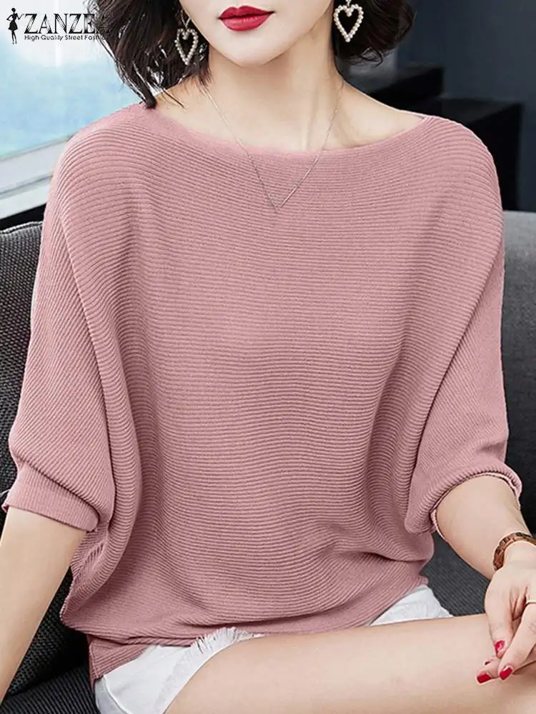 Женские летние блузки рубашка Офисная винтажная туника модные топы ZANZEA 2024 блузы