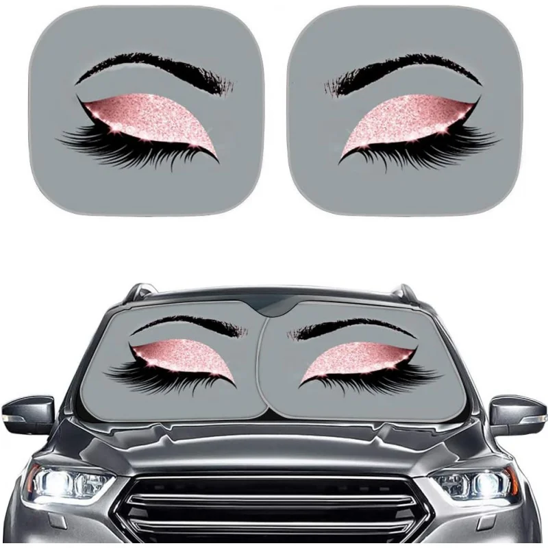 

Eye Shadow Car Sun Shade Windshield Sunshade Universal Fit 2 Pack Blocks Sun Glare UV and Heat Protect Car Interior Universal