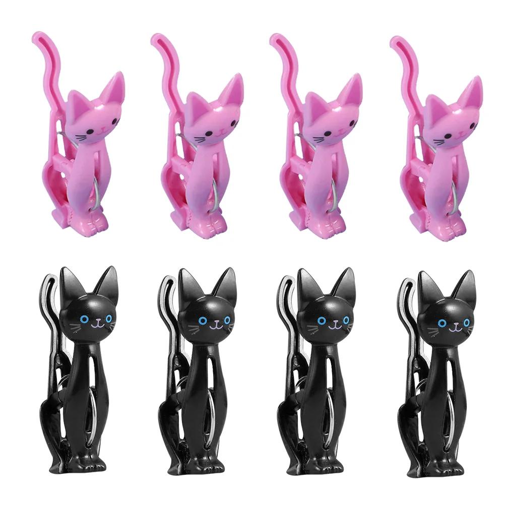 

8pcs Multipurpose Clothespins Creative Cat Shaped Towel Clamps Clothes Fixators
